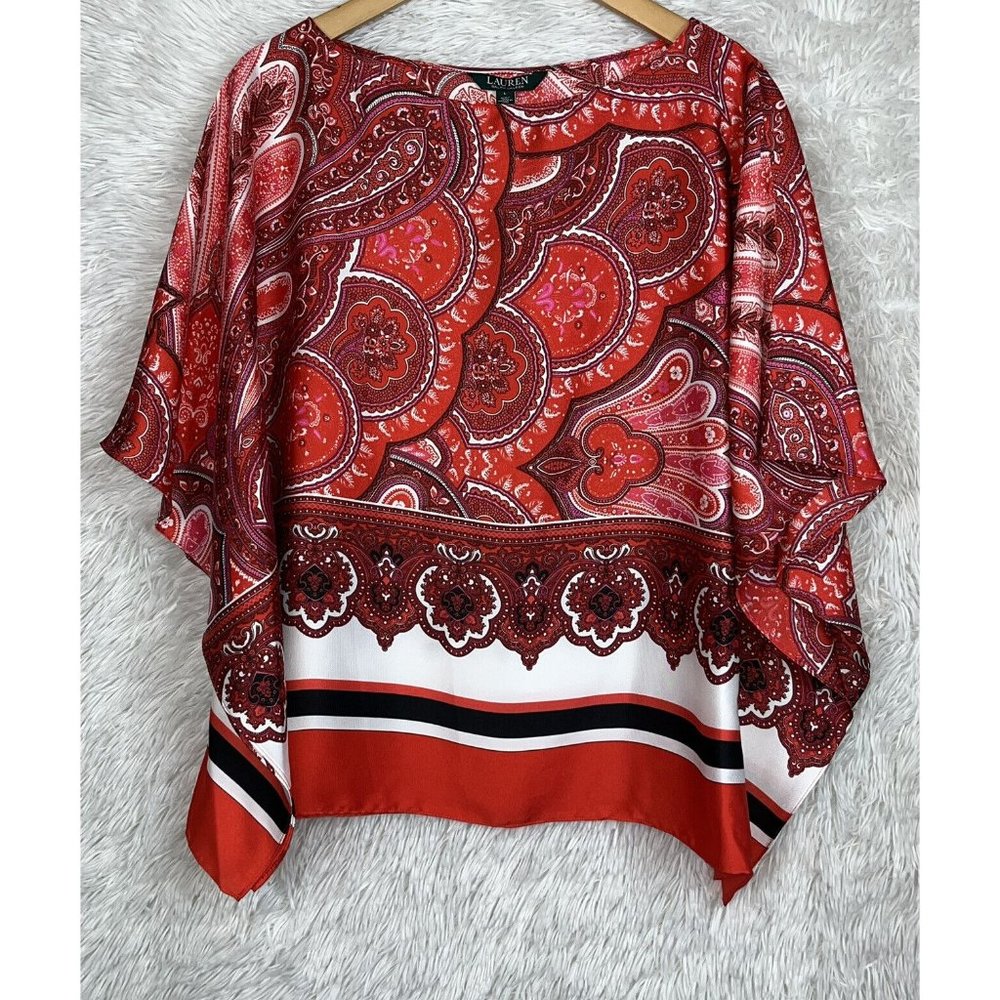 Lauren Ralph Lauren Blouse Women Size L Red Paisley